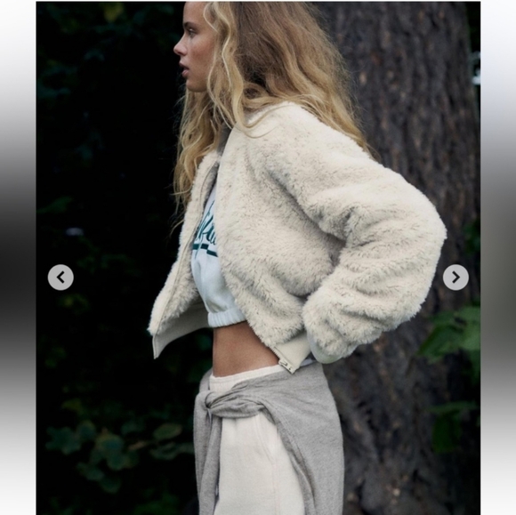 NWOT ZARA FAUX FUR BOMBER JACKET-SIZE XL - Picture 5 of 7